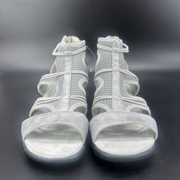 Jambu JBU Everly Womens 8.5M Vegan Gladiator Sandal Light Gray Shimmer Stretch - Picture 5 of 9